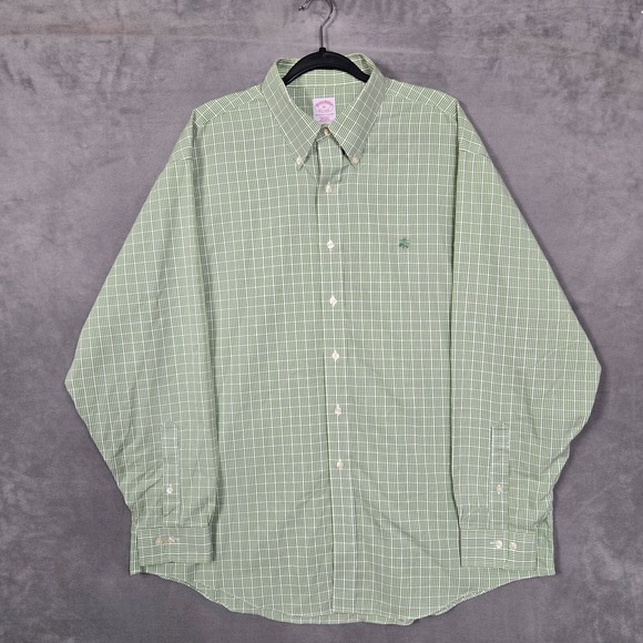 Brooks Brothers shirt Mens XL Green Plaid L/S button down - Picture 1 of 9